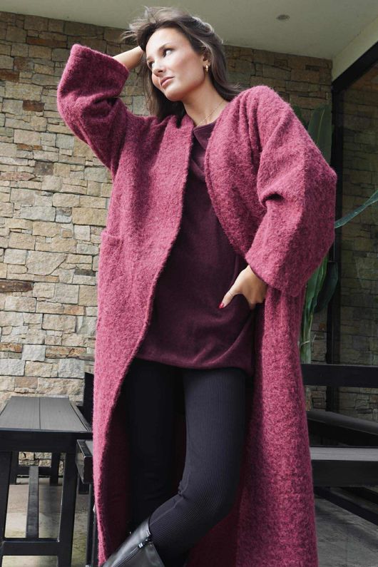 Norbury Japanese Duster Coat Cranberry /10=